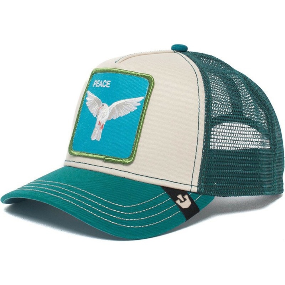 Goorin Bros Teal and Cream Trucker Hat with Dove Patch